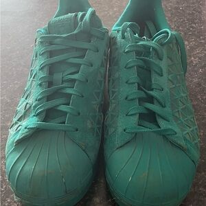 Teal Sneakers with Geometric Design